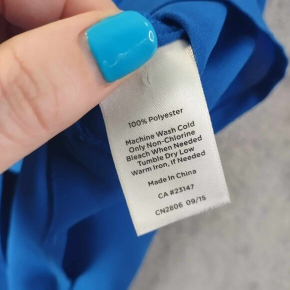 Talbots Petites Cobalt Sleeveless High Low Blouse SP Office Layer Summer Top - Picture 10 of 11